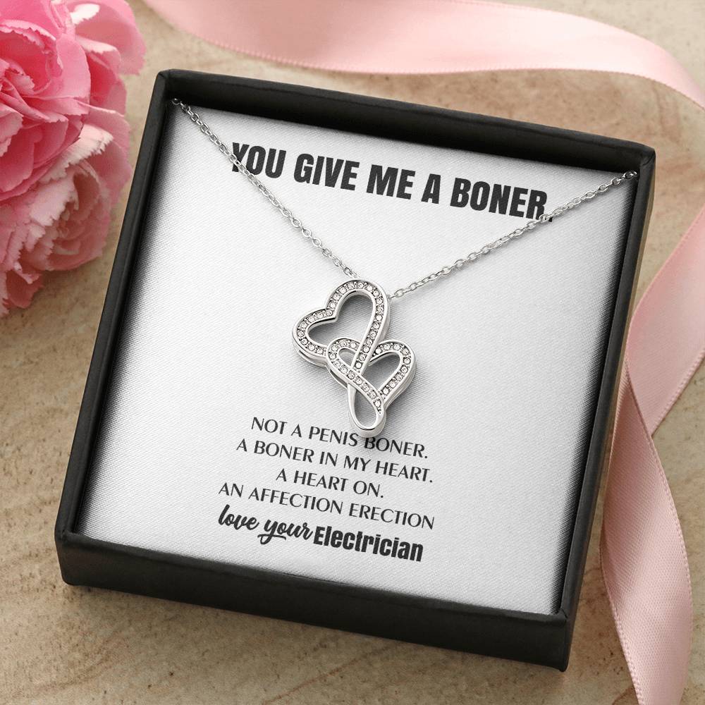 You Give Me A Heart Boner An Affection Erection  Funny & Sarcastic Love For Her Mature Best Fu 11 Double Hearts Necklace