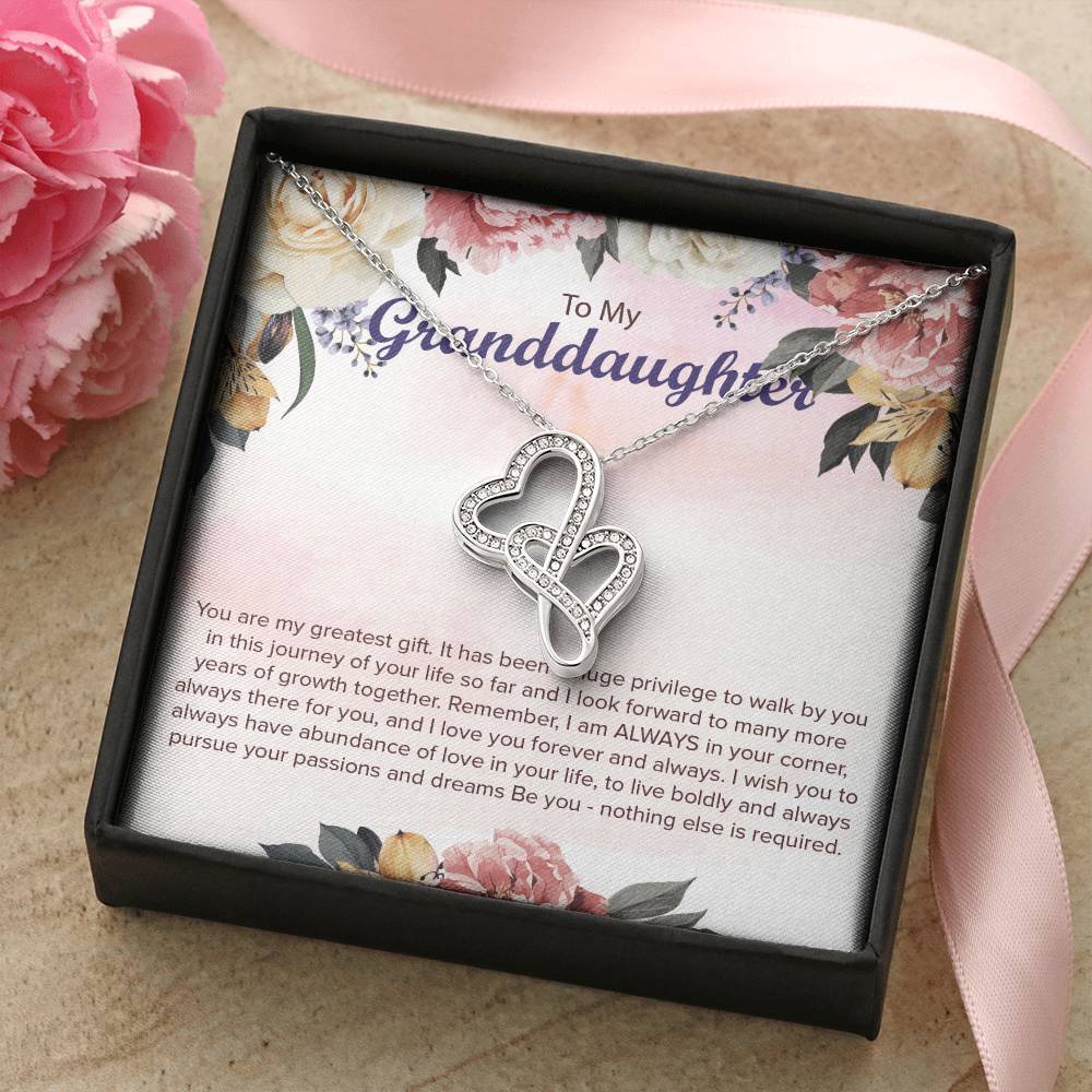 For Granddaughter Double Hearts Necklace