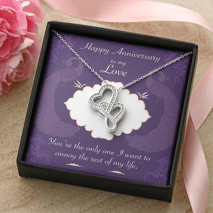 Wedding Anniversary Gifts For Wife  Joint Heart Pendant Gift For Wife Double Hearts Necklace