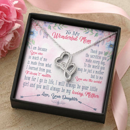 To My Wonderful Mom - Love From Daughter - Gift For Mom   Double Hearts Necklace