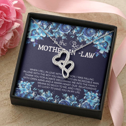 To The Best Mother In Law Double Hearts Necklace