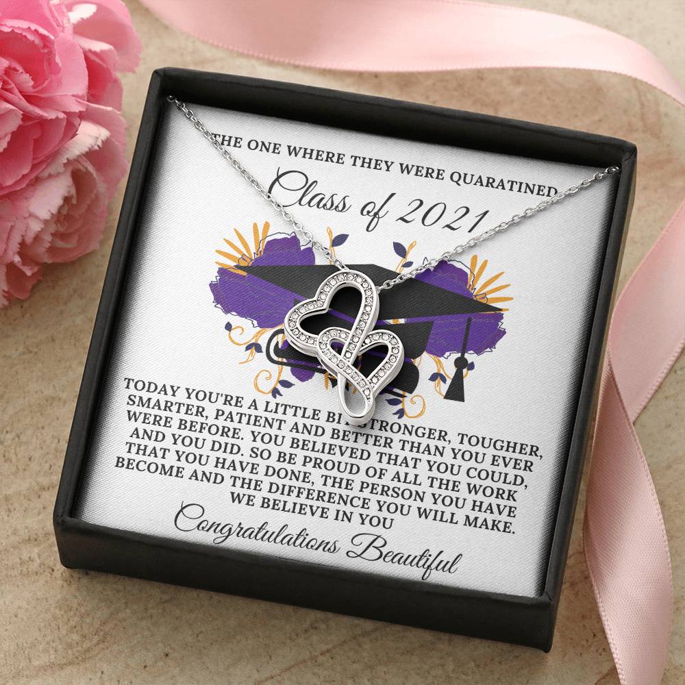 Class Of 2021 Double Hearts Necklace