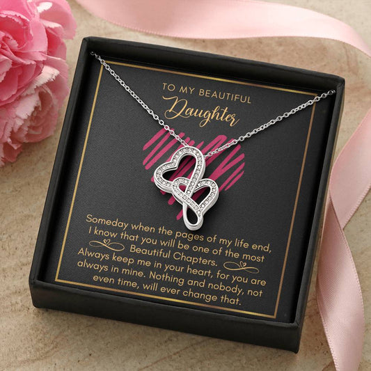 Daughter Most Beautiful Chapters Double Heart Necklace Double Hearts Necklace