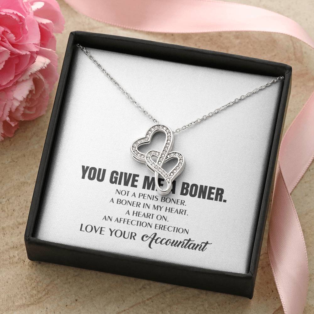 You Give Me A Heart Boner An Affection Erection  Funny & Sarcastic Love For Her Mature Best Fu 1 Double Hearts Necklace