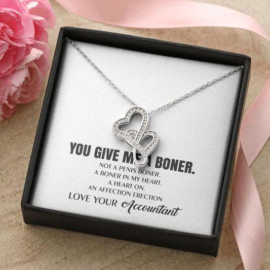 You Give Me A Heart Boner An Affection Erection  Funny & Sarcastic Love For Her Mature Best Fu 1 Double Hearts Necklace