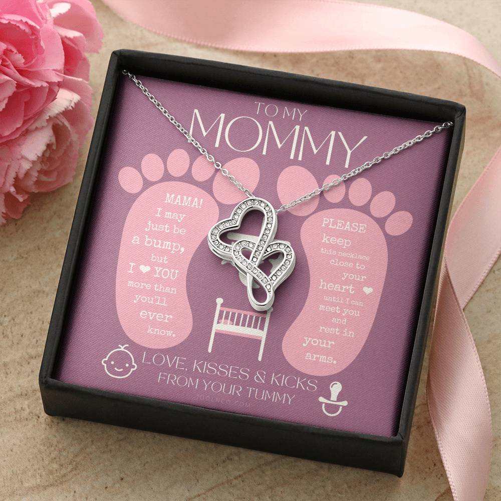 Baby Shower Gift  Gift For Pregnant Wife  Mom To Be Gift  New Mommy Necklace  To Mommy To Be  New Mom Jewelry  Badass  Double Hearts Necklace