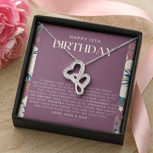 Gift For 13 Year Old Girl Gifts 13Th Birthday Girl 13Th Birthday Gift Thirteenth Birthday Necklace Teen Birthday Gift  Double Hearts Necklace