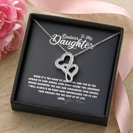 Daughter Necklace - Mother Daughter Jewelry Gift - Daughter Wedding Gift - Graduation - Birthday - Meaningful Interloc Double Hearts Necklace