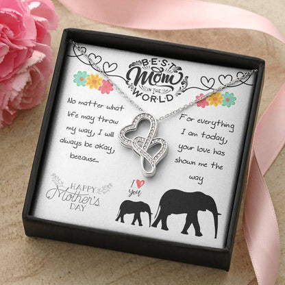 Best Mom In The World Happy Mother's Day Double Hearts Necklace