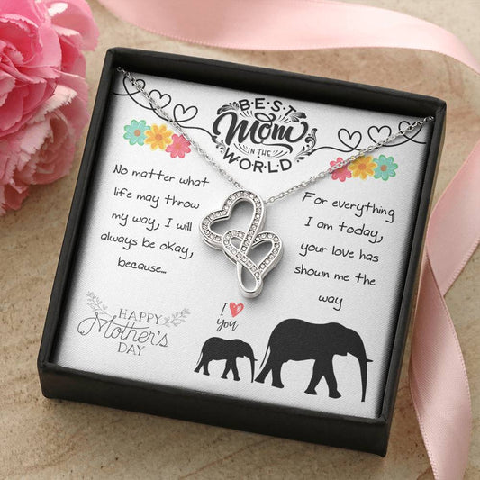 Best Mom In The World Happy Mother's Day Double Hearts Necklace