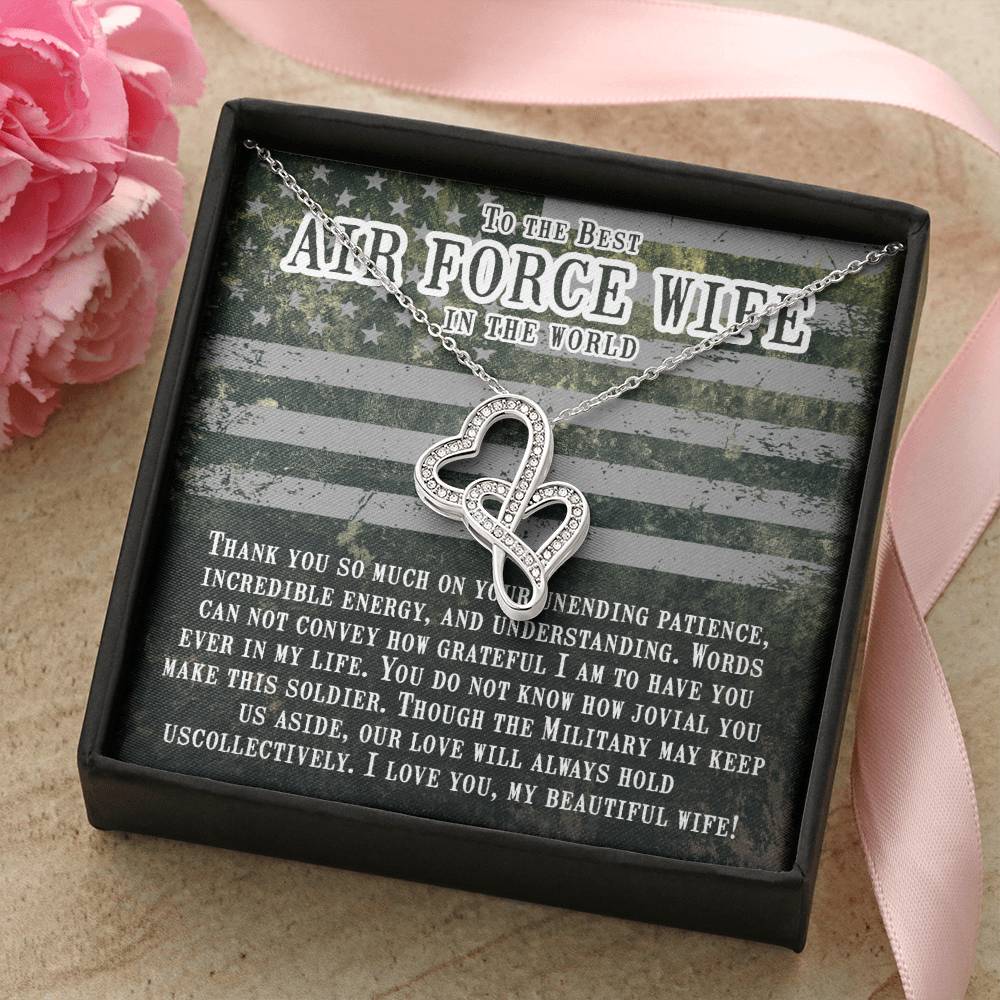 Air Force Wife Double Hearts Necklace