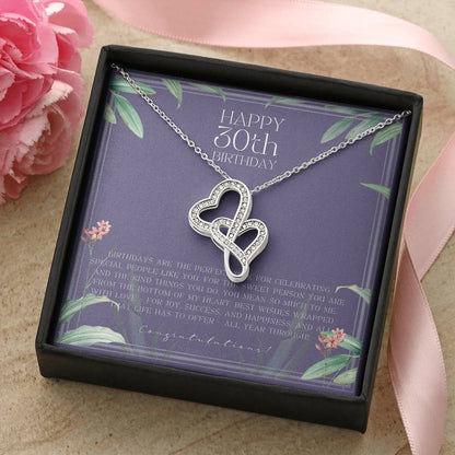 30Th Birthday Gifts For Women  Necklace For Her  3 Decade Jewelry  30 Years Old  30Th Birthday Gift Necklace  Jewelry  Double Hearts Necklace