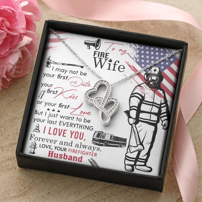 Double Heart Love Necklace - Best Necklace For Firefighter Wife Double Hearts Necklace