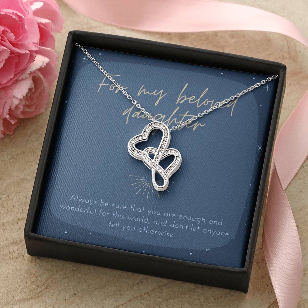 For My Beloved Daughter Double Hearts Necklace