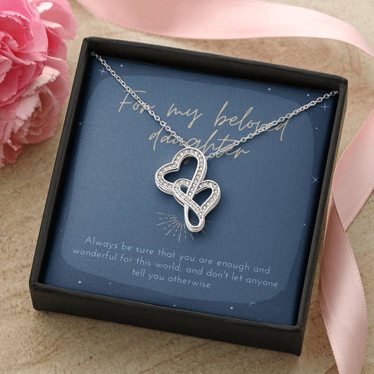 For My Beloved Daughter Double Hearts Necklace
