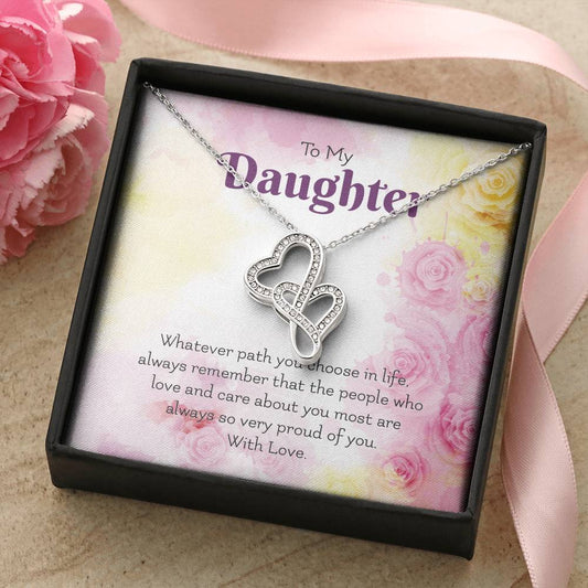 For Daughter 2 Double Hearts Necklace