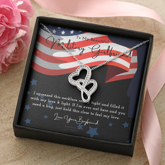 Army Girlfriend Gift Best Military Girlfriend In The World Deployment Gift Gift For Military Girlfriend Military Deplo Double Hearts Necklace