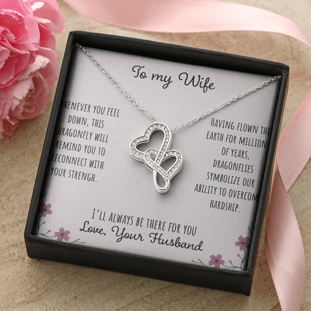 To My Wife Whenever You Feel Down - Love Husband Double Hearts Necklace