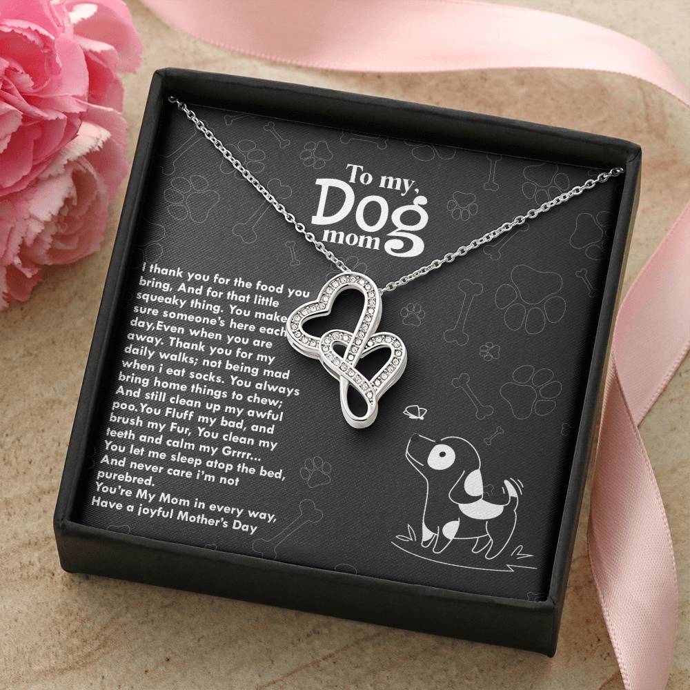 For My Dog Mom Double Hearts Necklace