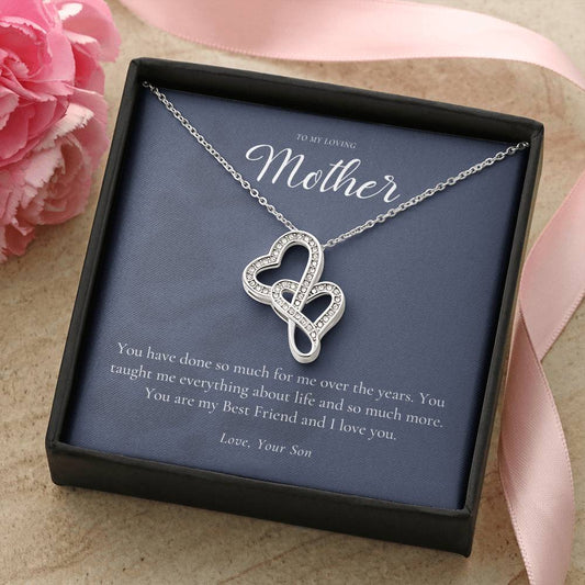 Gift For Mom From Son  Mother Necklace From Son  Mother's Day Gift  Best Mom Gift  Mother's Birthday Gift Double Hearts Necklace