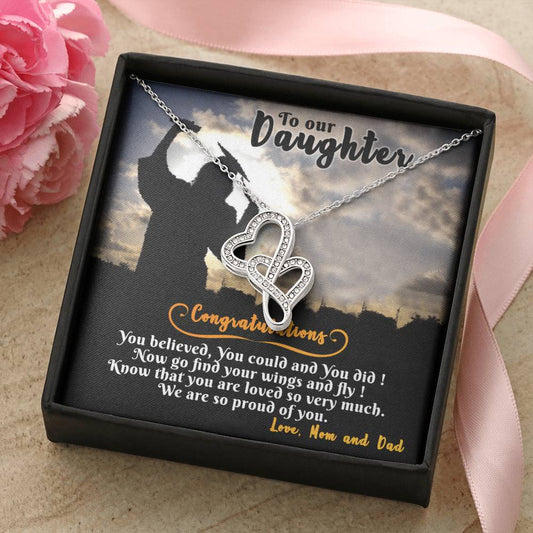 For Graduate Double Hearts Necklace