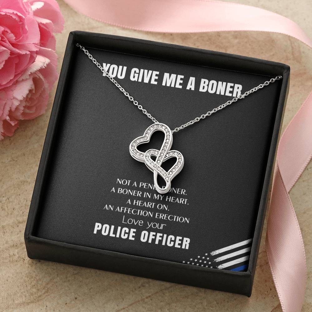 You Give Me A Heart Boner An Affection Erection  Funny & Sarcastic Love For Her Mature Gag Gif 2 Double Hearts Necklace