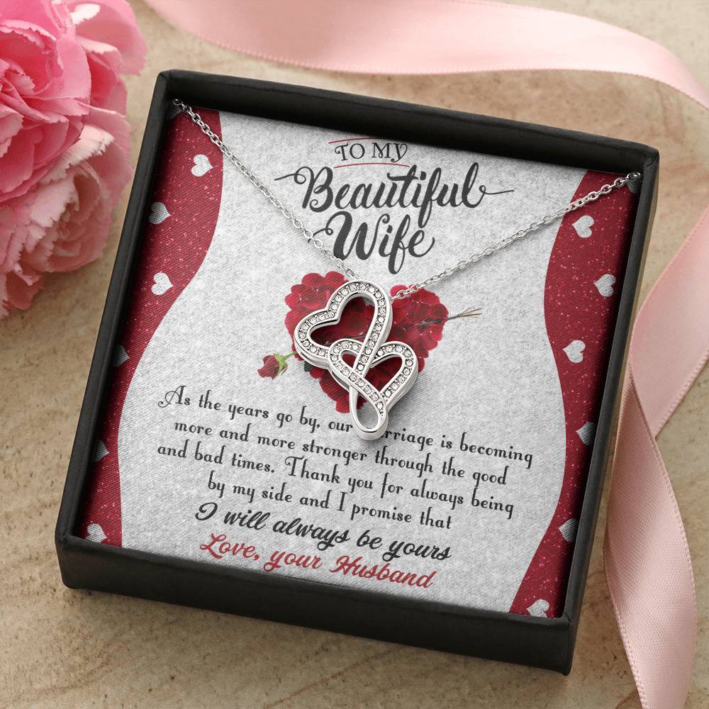 To My Wife Necklace Double Hearts Necklace