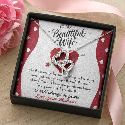 To My Wife Necklace Double Hearts Necklace