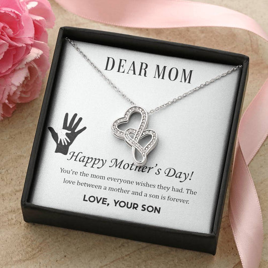 Dear Mom - Happy Mother’S Day -  Double Hearts Necklace