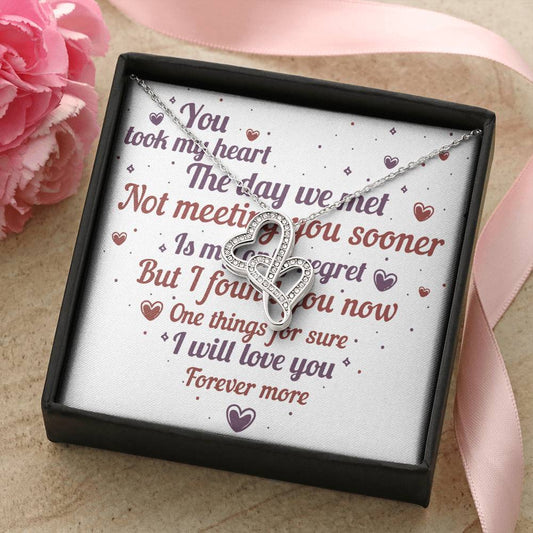 Anniversary Gift Heart Girl Boyfriend Wife Wedding Double Hearts Necklace