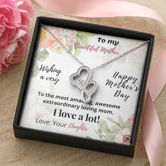 Beautiful Mother-Happy Mother Day   Double Hearts Necklace