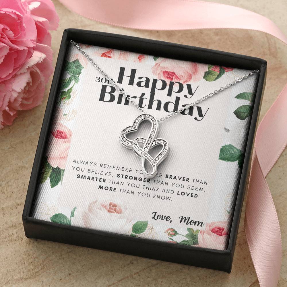 30Th Birthday Gifts For Daughter  Necklace For Daughter  3 Decade Jewelry  30 Years Old  30Th Birthday Gift Necklace   Double Hearts Necklace