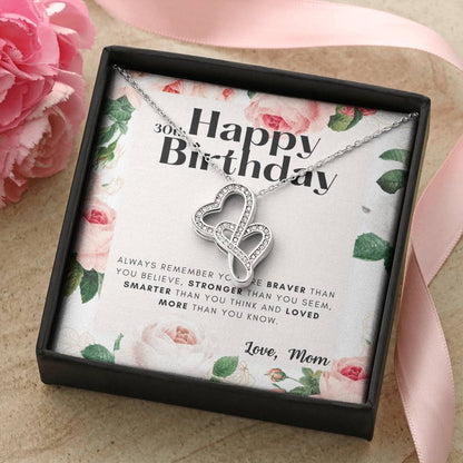 30Th Birthday Gifts For Daughter  Necklace For Daughter  3 Decade Jewelry  30 Years Old  30Th Birthday Gift Necklace   Double Hearts Necklace