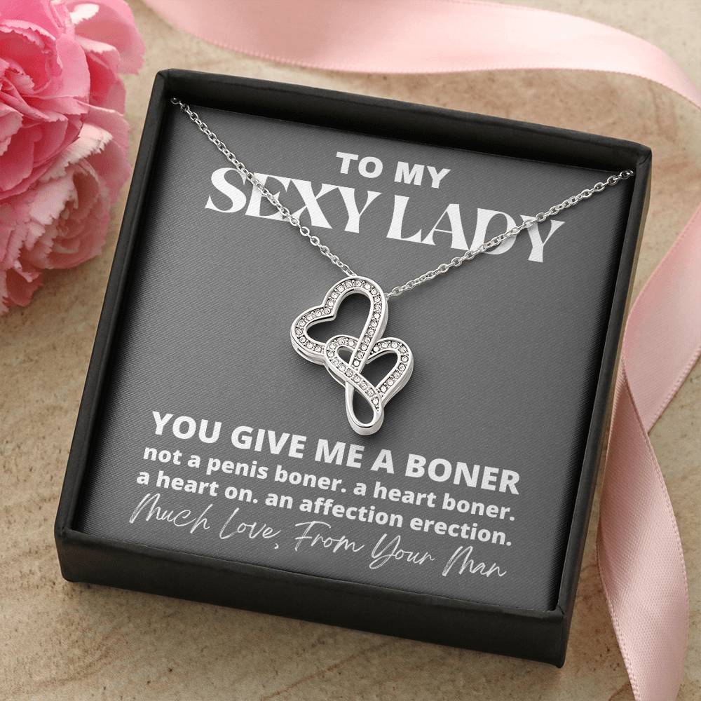 You Give Me A Boner Necklace Double Hearts Necklace
