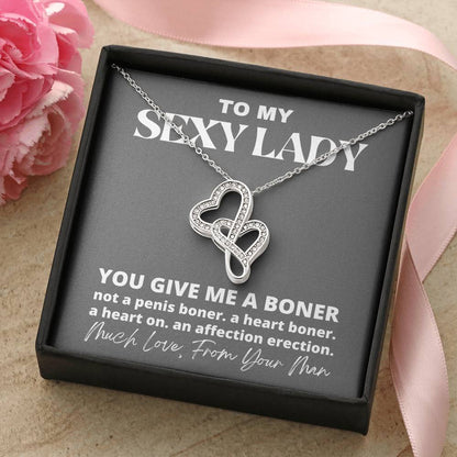 You Give Me A Boner Necklace Double Hearts Necklace