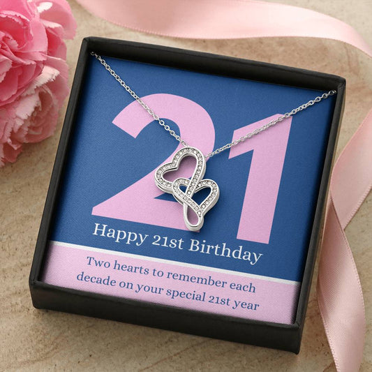 21St Birthday Interlocked Hearts Necklace To My Daughter 21St Necklace Double Hearts Necklace