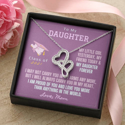 Daughters Graduation Necklace 2 Double Hearts Necklace