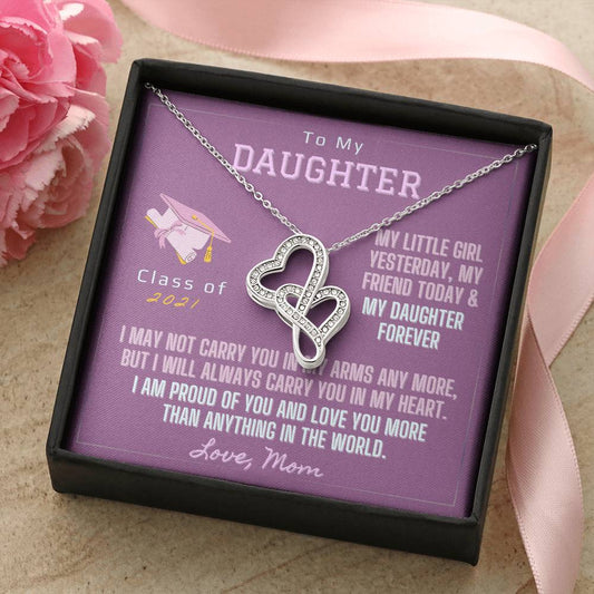 Daughters Graduation Necklace 2 Double Hearts Necklace