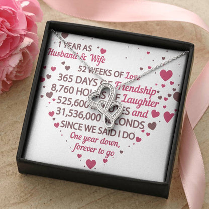 1St Anniversary Gift For Husband And Wife 1St Anniversary Gifts Double Hearts Necklace