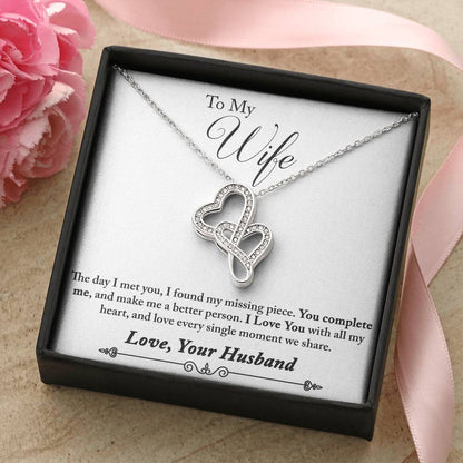 To Wife From Husband 4 Double Hearts Necklace