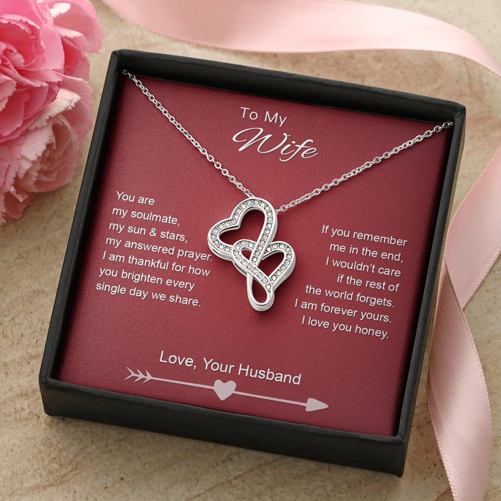 To My Wife - Sun & Stars - Necklace Double Hearts Necklace
