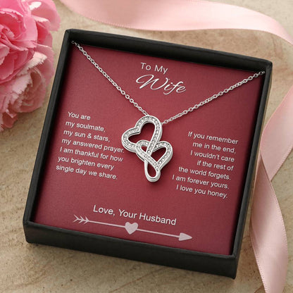 To My Wife - Sun & Stars - Necklace Double Hearts Necklace