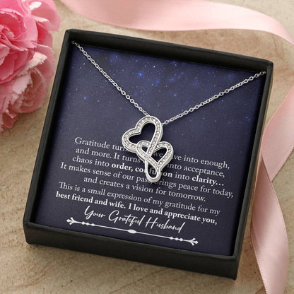 To My Wife Necklace To My Wife Jewelry Meaningful Jewellery Valentines Necklace For Wife Wishbone Necklace Double Hearts Necklace