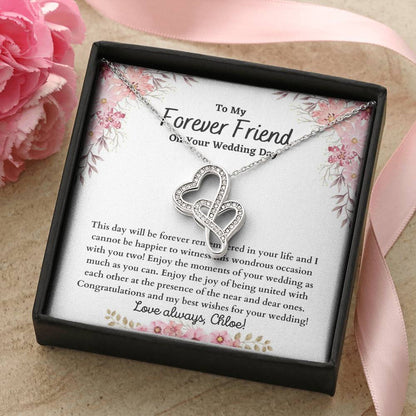 Forever Friend On Your Wedding Day- Double Heart Double Hearts Necklace