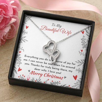 Christmas Necklace For Wife Double Hearts Necklace