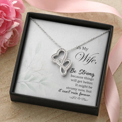 To My Wife Necklace - Anniversary Gift For Wife Birthday Gift For Wife Gift For Wife Necklace For Wife Gift For Wife B Double Hearts Necklace