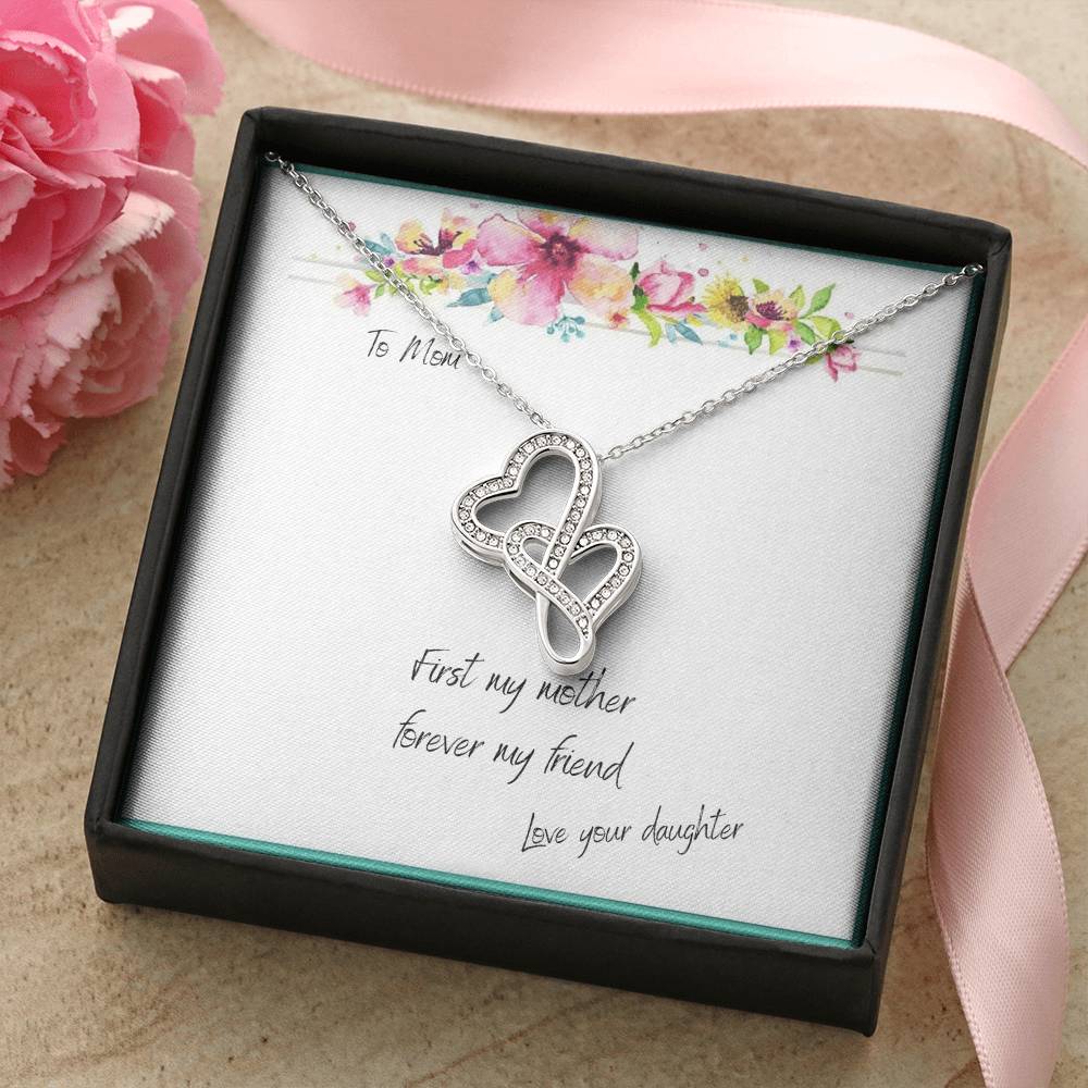 First My Mother Forever Hearts Necklace Double Hearts Necklace