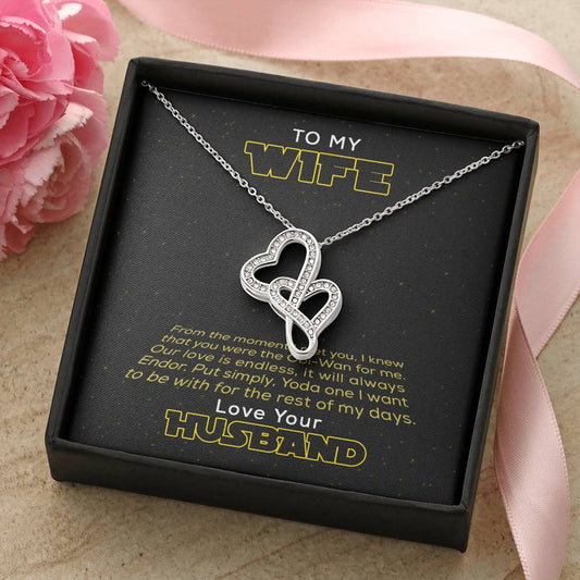 To My Wife Love Your Husband - To My Wife Necklace Anniversary Gift For Wife Gift For Wife Necklace For Wife Birthday  Double Hearts Necklace