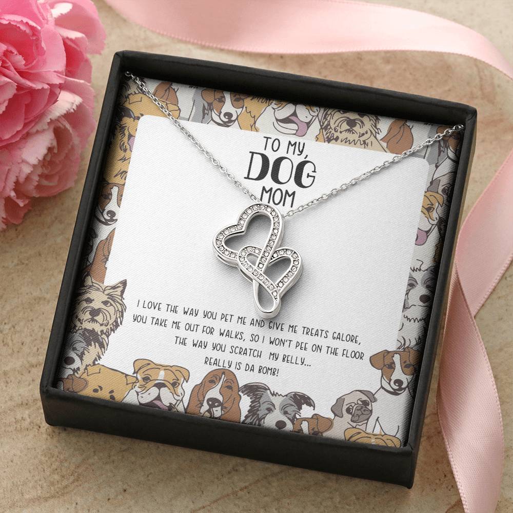 Dog Mom Dazzling Pendant Necklace Double Hearts Necklace