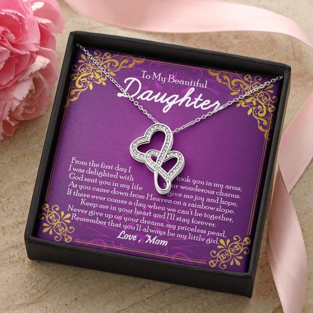 Double Heart Necklace Gift For Daughter From Mom To My Daughter Daughter Mother Necklace Daughter Birthday Gift Double Hearts Necklace